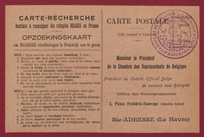 Carte-recherche pour les réfugiés Belges